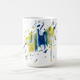 Blau und Gelb | handgefertigtes Kunstwerk Kaffeetasse