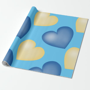 Blau und Gelb. Herz. Liebe Geschenkpapier