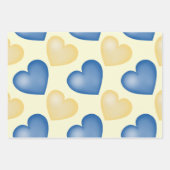 Blau und Gelb. Herz. Liebe Geschenkpapier Set (Vorderseite 3)