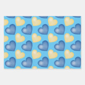 Blau und Gelb. Herz. Liebe Geschenkpapier Set (Vorderseite 2)