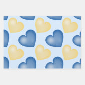 Blau und Gelb. Herz. Liebe Geschenkpapier Set (Vorderseite)