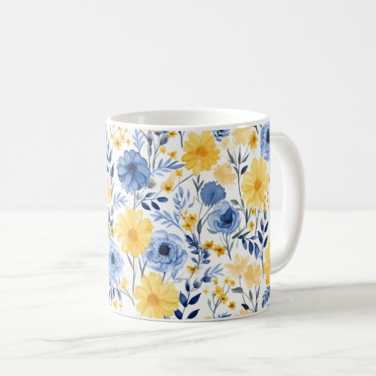 Blau und Gelb Kaffeetasse (VorderseiteRechts)