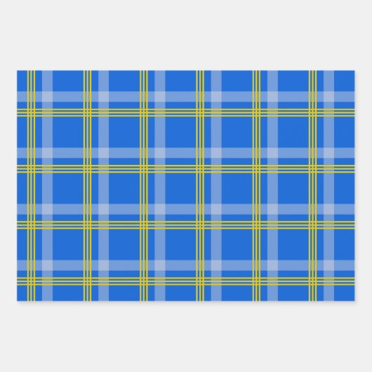 Blau und Gelb Kariert Geschenkpapier Set (Vorderseite 3)