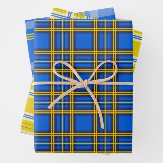 Blau und Gelb Kariert Geschenkpapier Set (Beispiel)