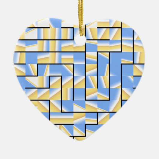 Blau und Gelb Keramik Ornament (Vorne)
