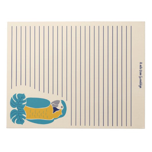 Blau und Gelb Maka Schreibpapiertafel mit Linien Notizblock (Vorderseite)