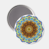 Blau und Gelb Mandala Art Magnet (Vorderseite/Rückseite)