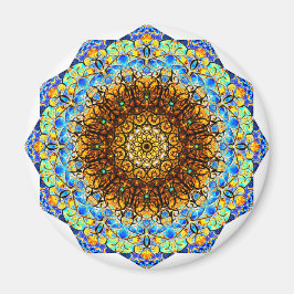 Blau und Gelb Mandala Art Magnet