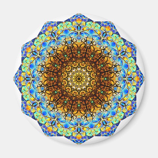 Blau und Gelb Mandala Art Magnet (Vorne)