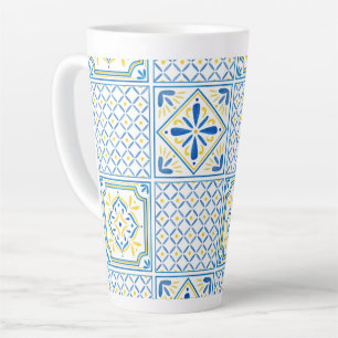 Blau- und Gelb Mediterrane Italienische Fliese Milchtasse
