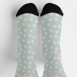 Blau und Gelb Paisy Blume Muster Socken