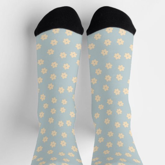 Blau und Gelb Paisy Blume Muster Socken (Oben)
