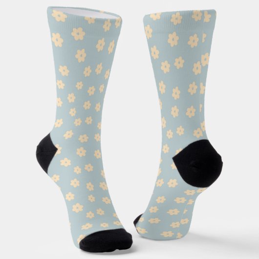 Blau und Gelb Paisy Blume Muster Socken (Gewinkelt)