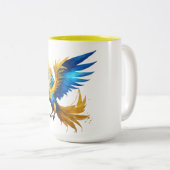 Blau und Gelb Pheonix Zweifarbige Tasse (VorderseiteRechts)