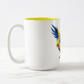 Blau und Gelb Pheonix Zweifarbige Tasse (Links)
