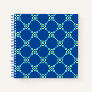 Blau und Gelb Pixel Muster Notizblock