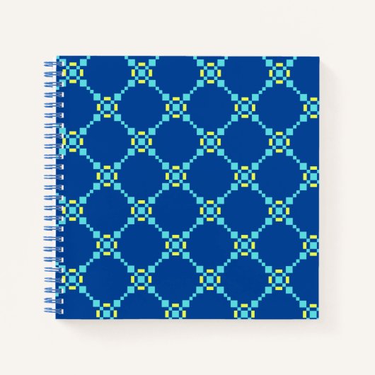 Blau und Gelb Pixel Muster Notizblock (Vorderseite)