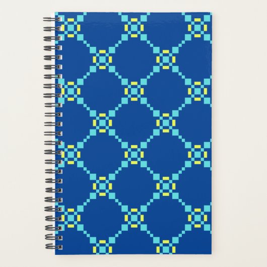 Blau und Gelb Pixel Muster Planer (Vorderseite)