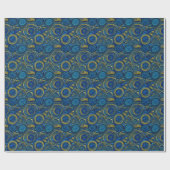 Blau und Gelb Runde Fünfte Faux Glitter Geschenkpapier (Flach)