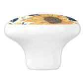 Blau und Gelb, Sonnenblumen Keramikknauf (Seitenansicht)