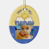 Blau und Gelb Sonnenschein Keramik Ornament (Rechts)