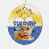 Blau und Gelb Sonnenschein Keramik Ornament (Links)