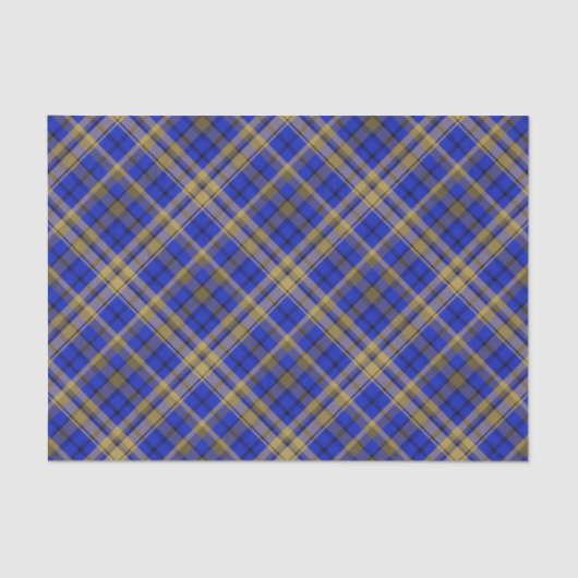 Blau und gelb Tartan kariert. Seidenpapier (Vorderseite)