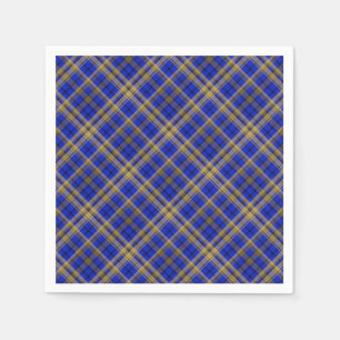 Blau und gelb Tartan kariert. Serviette