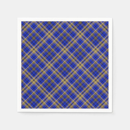 Blau und gelb Tartan kariert. Serviette (Vorderseite)