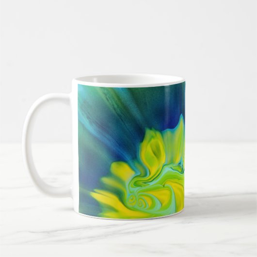Blau und Gelb Tie Dye Kaffeetasse (Links)