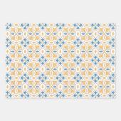 Blau und Gelb Toskanischer Damast Geschenkpapier Set (Vorderseite 2)