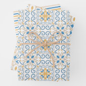 Blau und Gelb Toskanischer Damast Geschenkpapier Set (Beispiel)