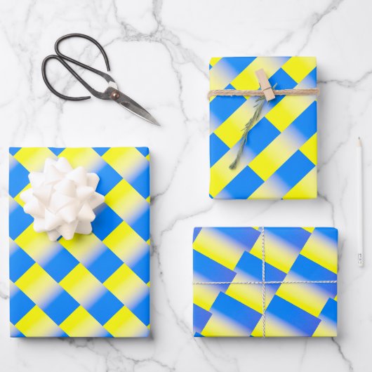 Blau und Gelb Ukraine Inspiration Frieden kein Kri Geschenkpapier Set (Vorderseite)