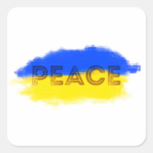 Blau und Gelb Ukraine Inspiration Frieden kein Kri Quadratischer Aufkleber
