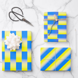 Blau und Gelb Ukraine Inspiriert Frieden im Krieg Geschenkpapier Set