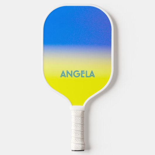 Blau und Gelb Ukraine Inspiriert Frieden kein Krie Pickleball Schläger (Vorderseite)