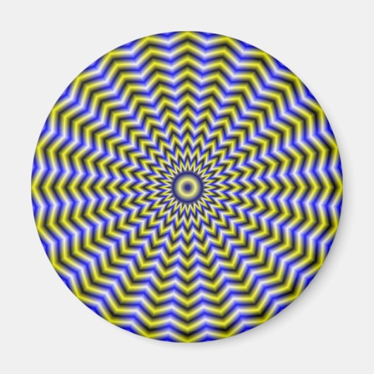 Blau und gelb Zigzag Ripples Magnet (Vorne)