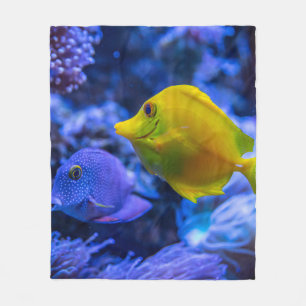 Blau und gelb zwei schöne Fische Fleecedecke