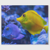 Blau und gelb zwei schöne Fische Geschenkpapier (Flach)