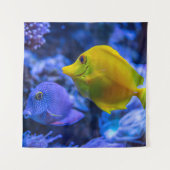 Blau und gelb zwei schöne Fische Wandteppich (Vorderseite)