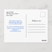 Blau- und Gelbblumen heiraten das Datum Postkarte (Rückseite)