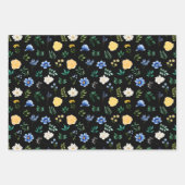 Blau- und Gelbblumen mit Blattmuster Geschenkpapier Set (Vorderseite 3)