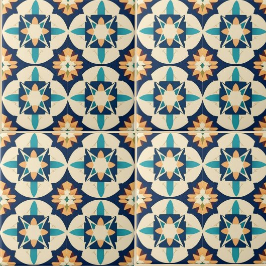 Blau- und Gelbdruckmuster in Marokko - Tile Fliese