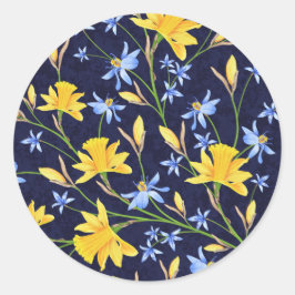 Blau- und Gelbflorenaufkleber Runder Aufkleber