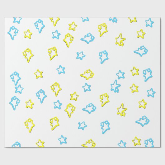 Blau- und Gelbsternabdeckung Geschenkpapier (Flach)
