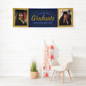 Blau und Gold 2 Foto Gratulation Abschluss  Banner (Insitu)