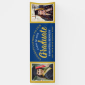 Blau und Gold 2 Foto Gratulation Abschluss  Banner (Vertikal)