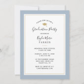 Blau und Gold | 4 Foto Abschluss Einladung (Rückseite)