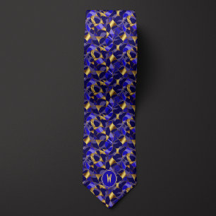 Blau und Gold Abstrakt Krawatte