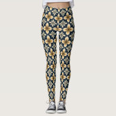 Blau und Gold Abstrakt Leggings (Vorderseite)